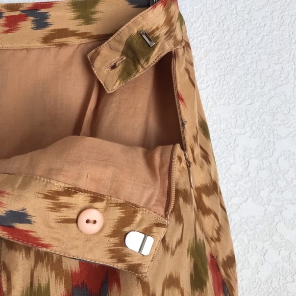 J. Jill  100% Silk  Floral Pleated A-Line Skirt Earth Tones Size 14 - Picture 6 of 7